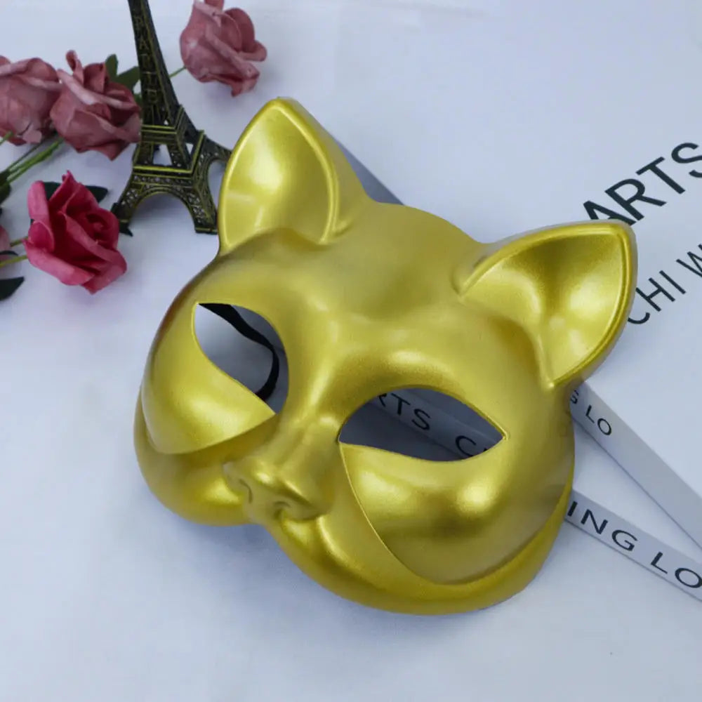 Cat Diamond Mask Sexy Half Face Eye Mask Masquerade Halloween Party Cosplay Mask Costume Props Male Female Role-Playing Toy