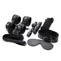 10-Piece Plush Lined Adjustable Restraint Kit with Rope & Accessories for Couples Black