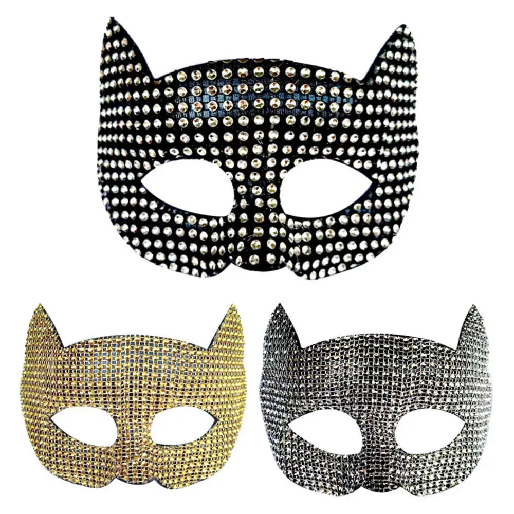 Cat Diamond Mask Sexy Half Face Eye Mask Masquerade Halloween Party Cosplay Mask Costume Props Male Female Role-Playing Toy